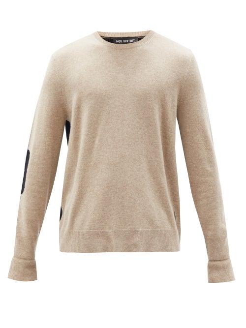 Matchesfashion.com Neil Barrett - Panelled Wool-blend Sweater - Mens - Beige