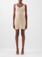 Giambattista Valli - Scoop-neck Scalloped Metallic-tweed Dress - Womens - Beige