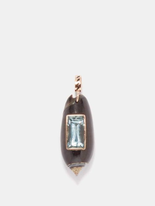 Dezso - Sanaya-shell, Aquamarine & 18kt Gold Charm - Womens - Black Multi