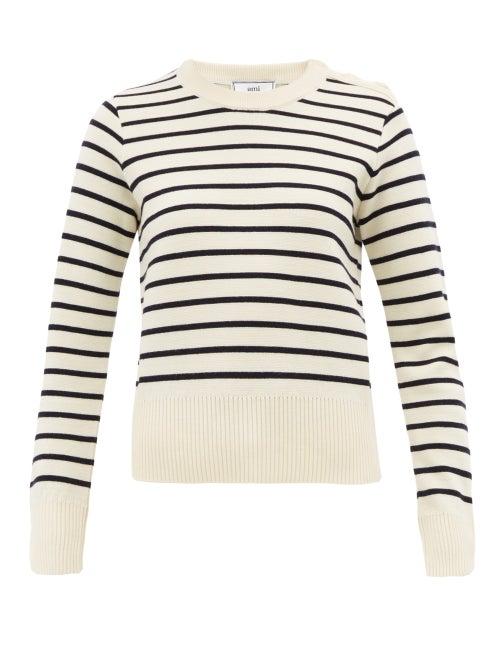 Matchesfashion.com Ami - Breton Stripe Wool Sweater - Womens - White Multi