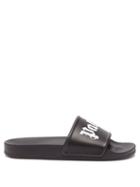 Palm Angels - Logo-embossed Rubber Slides - Mens - Black White