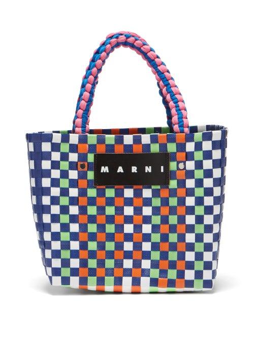 Ladies Bags Marni Market - Mini Woven Tote Bag - Womens - Orange Multi