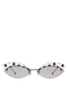 Matchesfashion.com Fendi - Defender Cat Eye Metal Sunglasses - Womens - Black Red Print