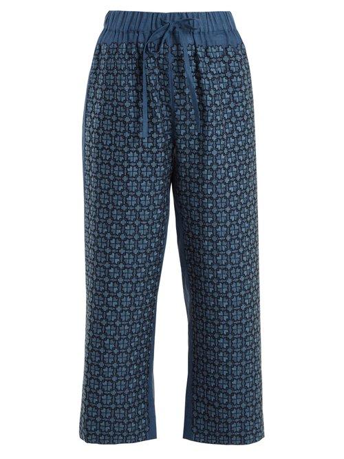 Matchesfashion.com Vita Kin - Strawberry Field Mid Weight Linen Trousers - Womens - Blue