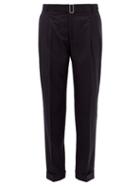 Matchesfashion.com Officine Gnrale - Pierre Pin Dot High Rise Belted Wool Trousers - Womens - Navy