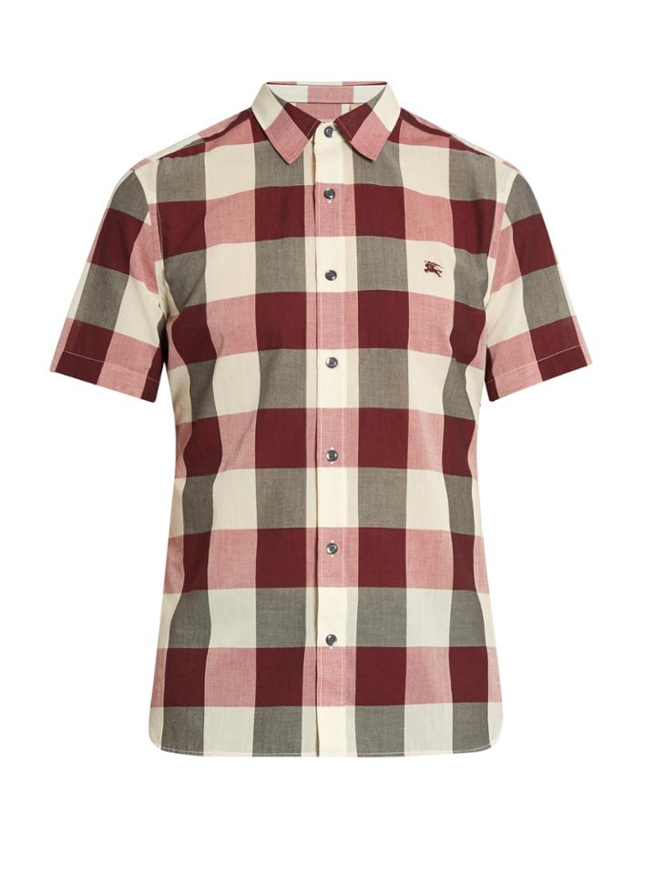 Burberry Short-sleeved Checked Cotton-blend Shirt