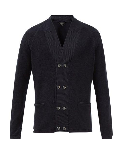 Giorgio Armani - Double-breasted Wool Cardigan - Mens - Dark Navy