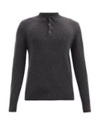 Matchesfashion.com Allude - Long-sleeved Cashmere Polo Shirt - Mens - Dark Grey