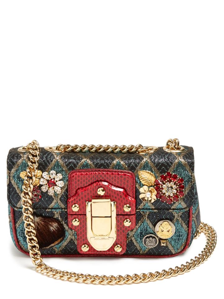 Dolce & Gabbana Lucia Embellished Jacquard Shoulder Bag