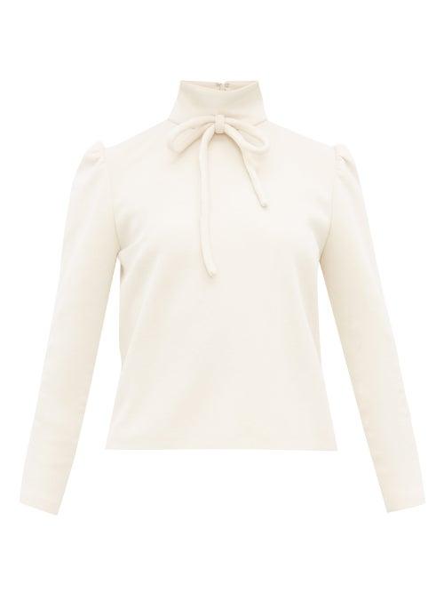 Matchesfashion.com Franoise - Bow Tie High Neck Top - Womens - Ivory