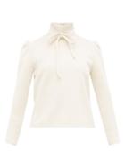 Matchesfashion.com Franoise - Bow Tie High Neck Top - Womens - Ivory