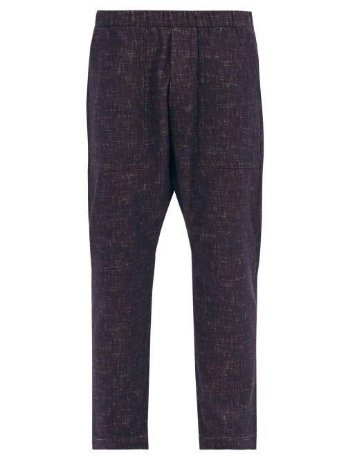 Matchesfashion.com Barena Venezia - Trabaco Melange Cotton-blend Trousers - Mens - Red Navy