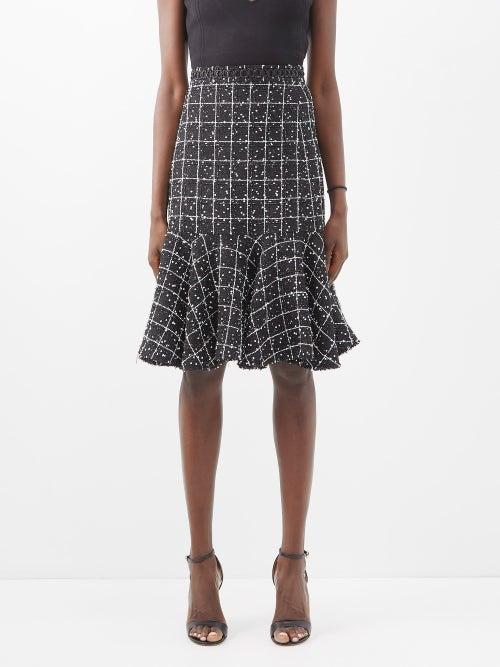 Giambattista Valli - Boucl-tweed Flared Midi Skirt - Womens - Black White