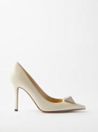 Valentino Garavani - One Stud 100 Crystal-embellished Leather Pumps - Womens - Ivory