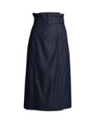 Tibi Paperbag-waist Denim Midi Skirt