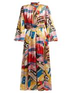 Matchesfashion.com Msgm - Pop Milano Print Satin Dress - Womens - White Multi