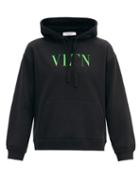 Matchesfashion.com Valentino - Logo-print Cotton-blend Jersey Hooded Sweatshirt - Mens - Black Green