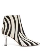 Matchesfashion.com Wandler - Lina Zebra Patterned Calf Hair Ankle Boots - Womens - White Black
