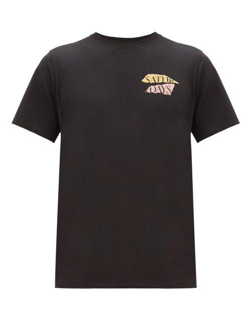 Matchesfashion.com Saturdays Nyc - Decade Logo Print Cotton T Shirt - Mens - Black
