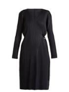 Pleats Please Issey Miyake V-neck Wrap-style Pleated Robe Coat