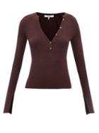 Frame - Ribbed Wool-blend Henley Top - Womens - Brown
