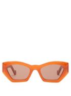 Matchesfashion.com Loewe - Geometric Cat Eye Acetate Sunglasses - Womens - Orange