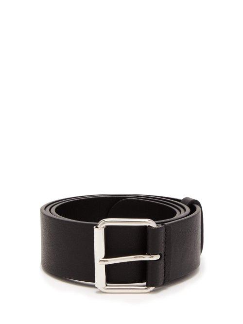 Matchesfashion.com Balenciaga - Logo Print Leather Belt - Mens - Black Red