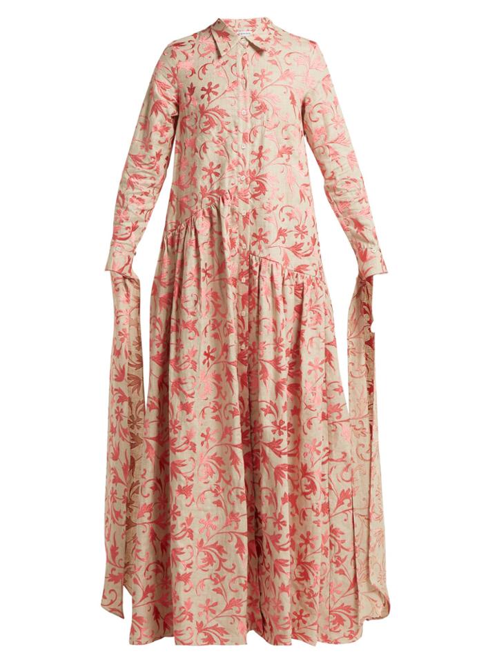 Osman Evaline Embroidered Linen Dress