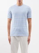 Brunello Cucinelli - Striped Cotton-jersey T-shirt - Mens - Blue Multi