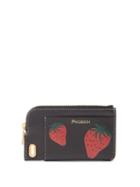 Jw Anderson - Strawberry-print Zipped Leather Cardholder - Womens - Black Red