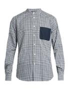 Helbers Band-collar Checked Cotton Shirt