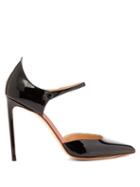 Matchesfashion.com Francesco Russo - Point-toe Patent-leather Mary Jane Pumps - Womens - Black