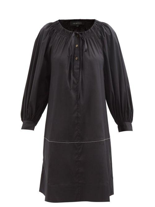 Lee Mathews - Franklin Cotton-blend Poplin Mini Dress - Womens - Black