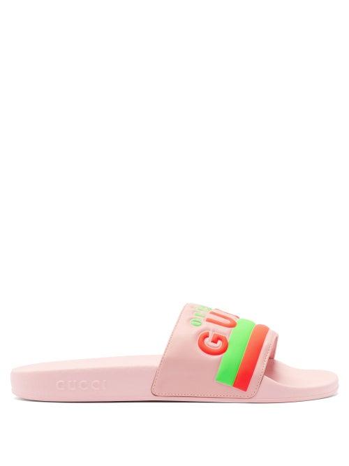 Matchesfashion.com Gucci - Original-logo Leather Slides - Womens - Pink Multi