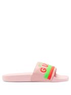 Matchesfashion.com Gucci - Original-logo Leather Slides - Womens - Pink Multi