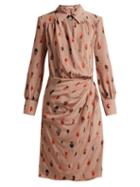 Matchesfashion.com Altuzarra - Kat Feather Printed Silk Midi Dress - Womens - Beige Print