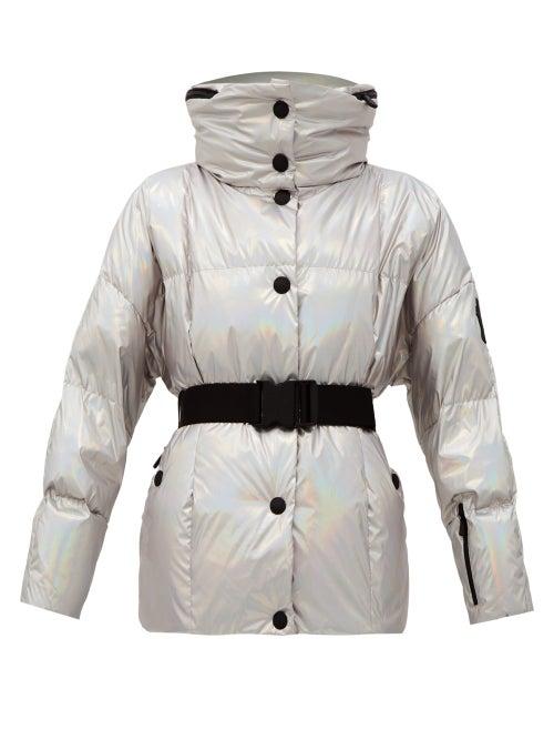 Matchesfashion.com Moncler Grenoble - Ollignan Belted Iridescent Quilted-down Jacket - Womens - Silver