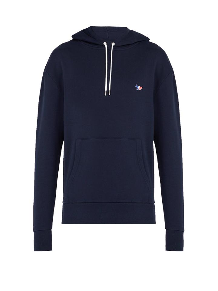 Maison Kitsuné Logo-embroidered Cotton Hooded Sweatshirt
