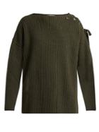 Matchesfashion.com Stella Mccartney - Lace Up Shoulder Cashmere Blend Sweater - Womens - Khaki