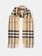 Burberry - Giant Check Embroidered Cashmere Scarf - Mens - Beige Multi