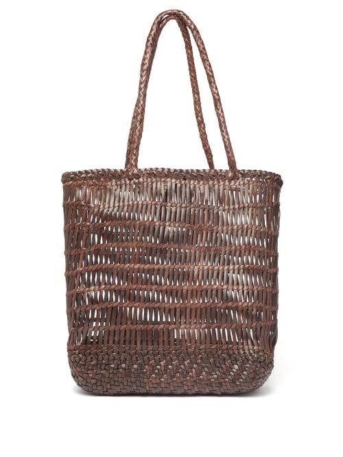 Matchesfashion.com Dragon Diffusion - Dora Woven Leather Tote Bag - Womens - Dark Brown