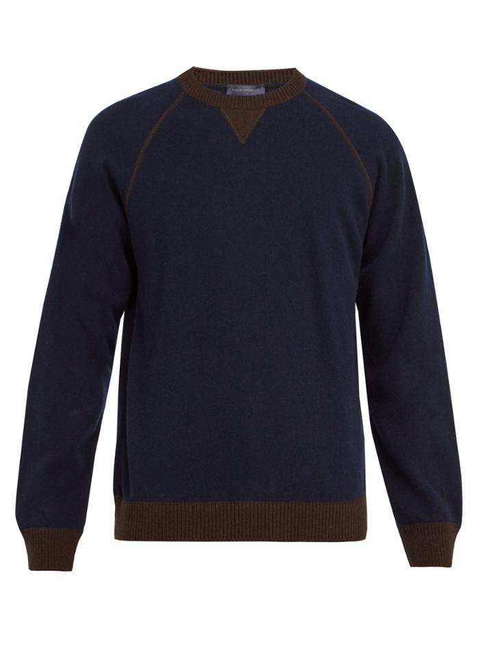Thom Sweeney Varsity Cashmere And Wool-blend Sweater