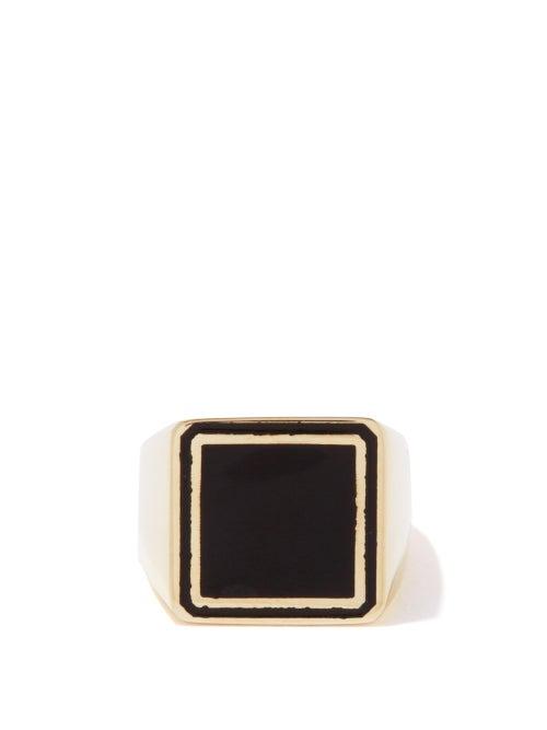 Lauren Rubinski - Enamel & 14kt Gold Signet Ring - Womens - Black