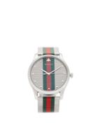 Matchesfashion.com Gucci - G Timeless Web Stripe Stainless Steel Watch - Mens - Silver Multi