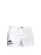 Matchesfashion.com Dolce & Gabbana - Logo Print Swim Shorts - Mens - White