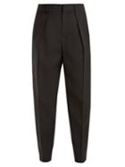 Matchesfashion.com Saint Laurent - High Rise Tapered Leg Wool Trousers - Womens - Black