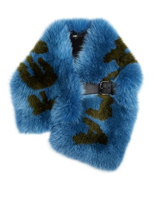Fendi Logo Bi-colour Fox-fur Stole