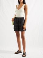 Toteme - Logo-embroidered Twill Shorts - Womens - Black Multi