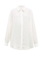 Matchesfashion.com Balenciaga - Oversized Logo Print Silk Shirt - Womens - Ivory Multi