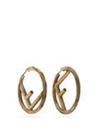 Matchesfashion.com Fendi - F-logo Large Hoop Earrings - Womens - Gold